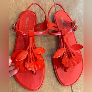 Melissa x Salinas Red Jelly T-Strap Sandals with Ankle Buckle